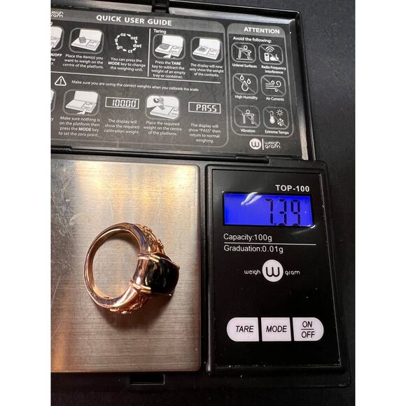 NEW Shungite in matrix ring in rose gold over brass size 9 - Picture 11 of 13
